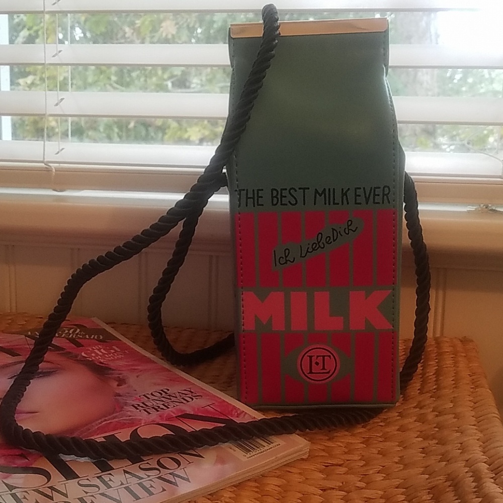 Milk carton shaped crossbody bag